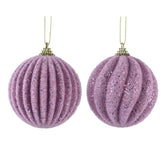 Decoris Foam Bauble with Gliter and Beads 8cm - Lilac (2 Assorted)
